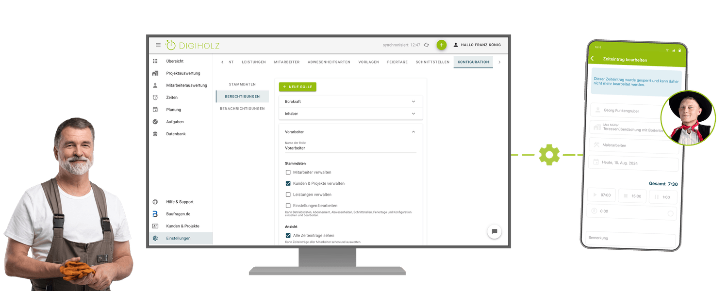 Einstellungen und Berechtigungen in der Konfiguration in Digiholz einrichten