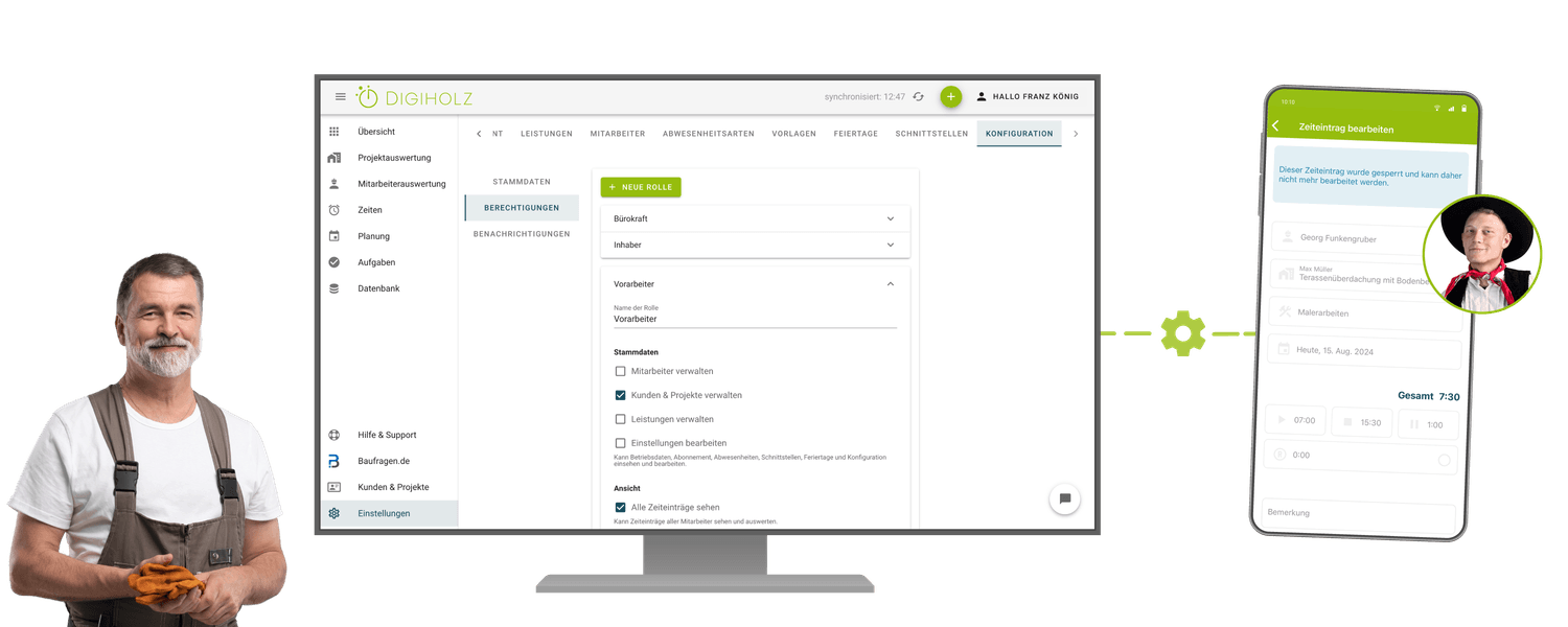 Einstellungen und Berechtigungen in der Konfiguration in Digiholz einrichten