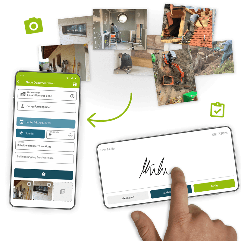 Dokumentaion und digitale Unterschrift mit dem digitalen Bautagebuch