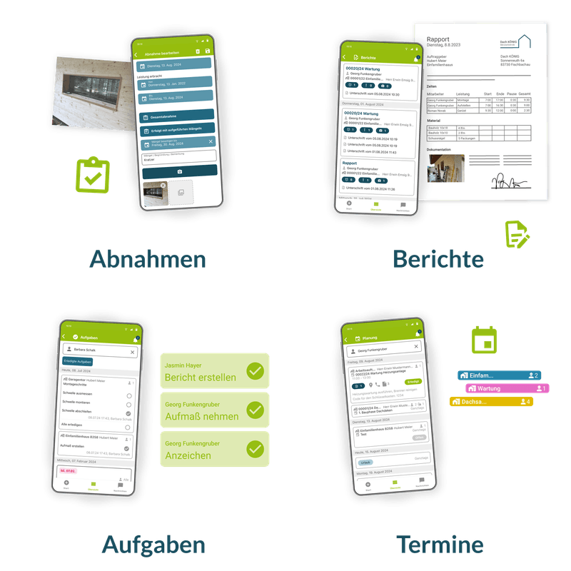 Abnahmen, Berichte, Aufgaben und Termine mobil auf dem Smartphone erstellen und einsehen