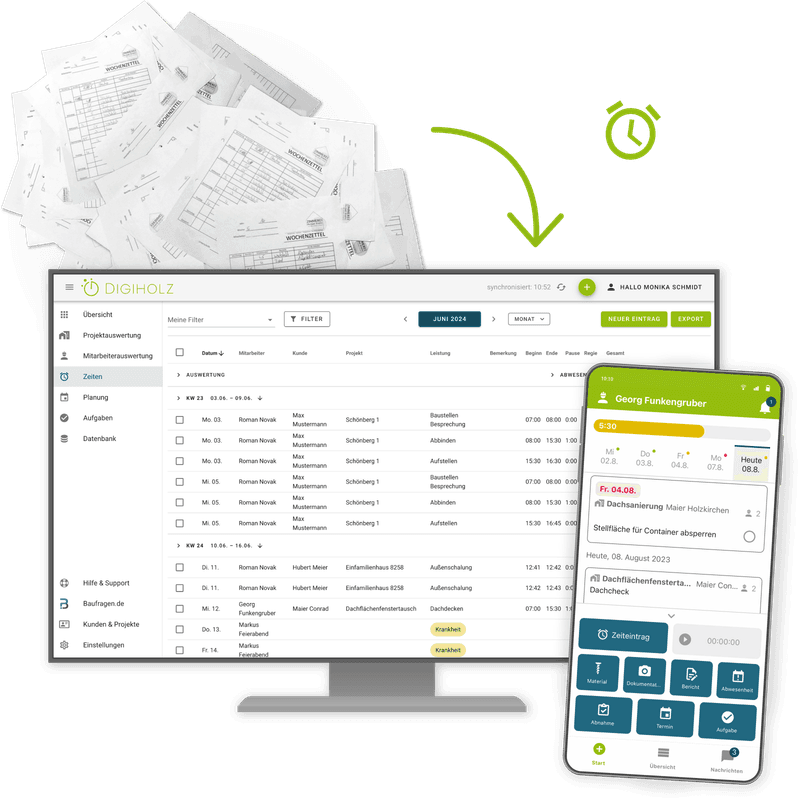 Zeitenerfassung mit der Stundenzettel App